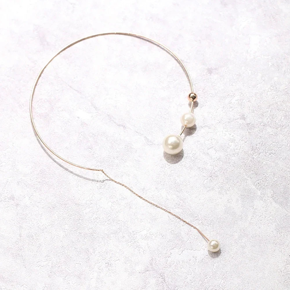 Graduated Pearl-Style Wire Necklace